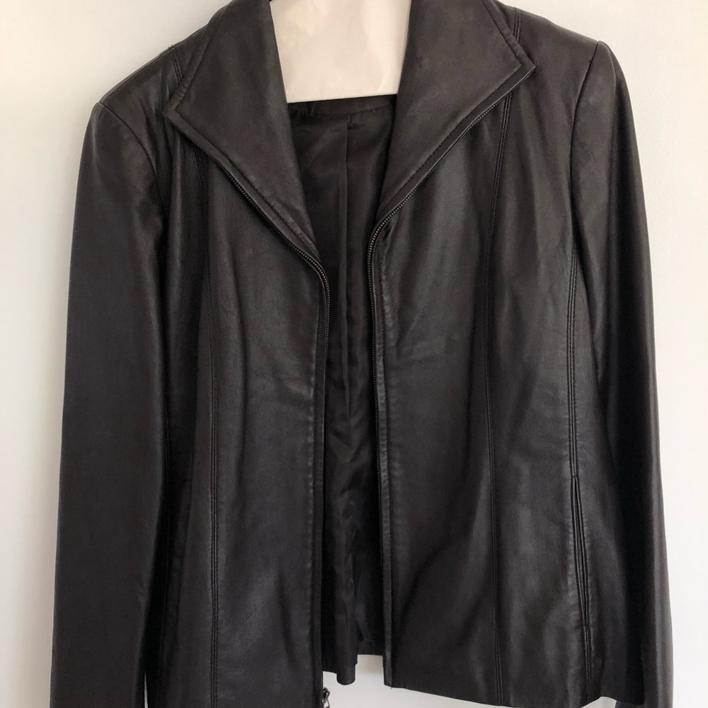 Dark brown leather jacket